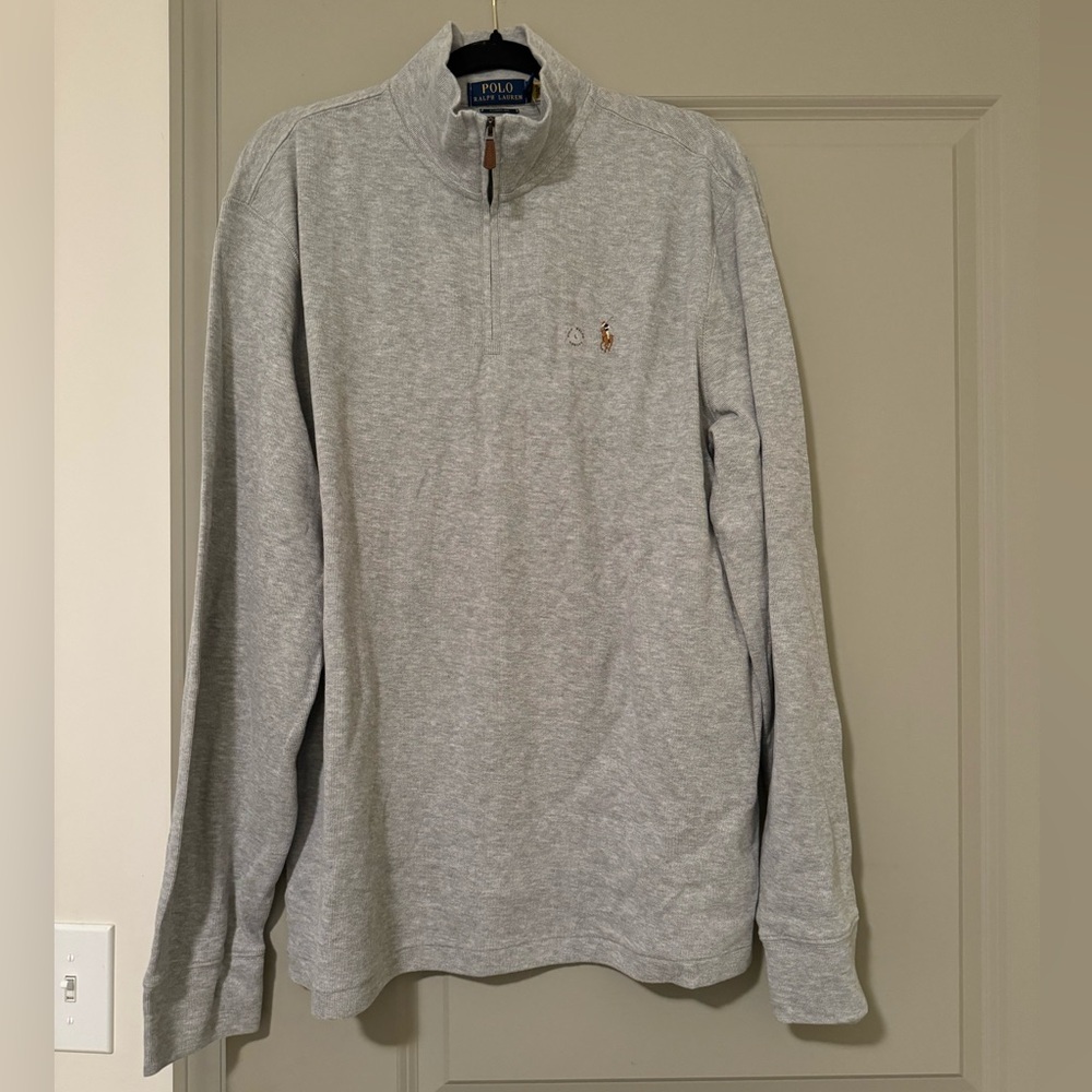 Men’s Gray Polo by Ralph Lauren Estate Rib Quarter-zip Pullover Size L